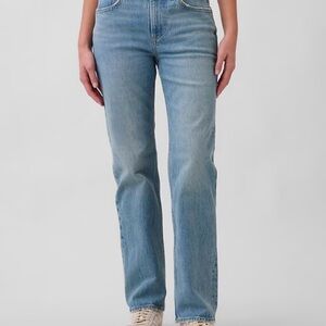 GAP Women's Mid Rise Straight Leg Light Wash Jeans, 90’s, Y2K
